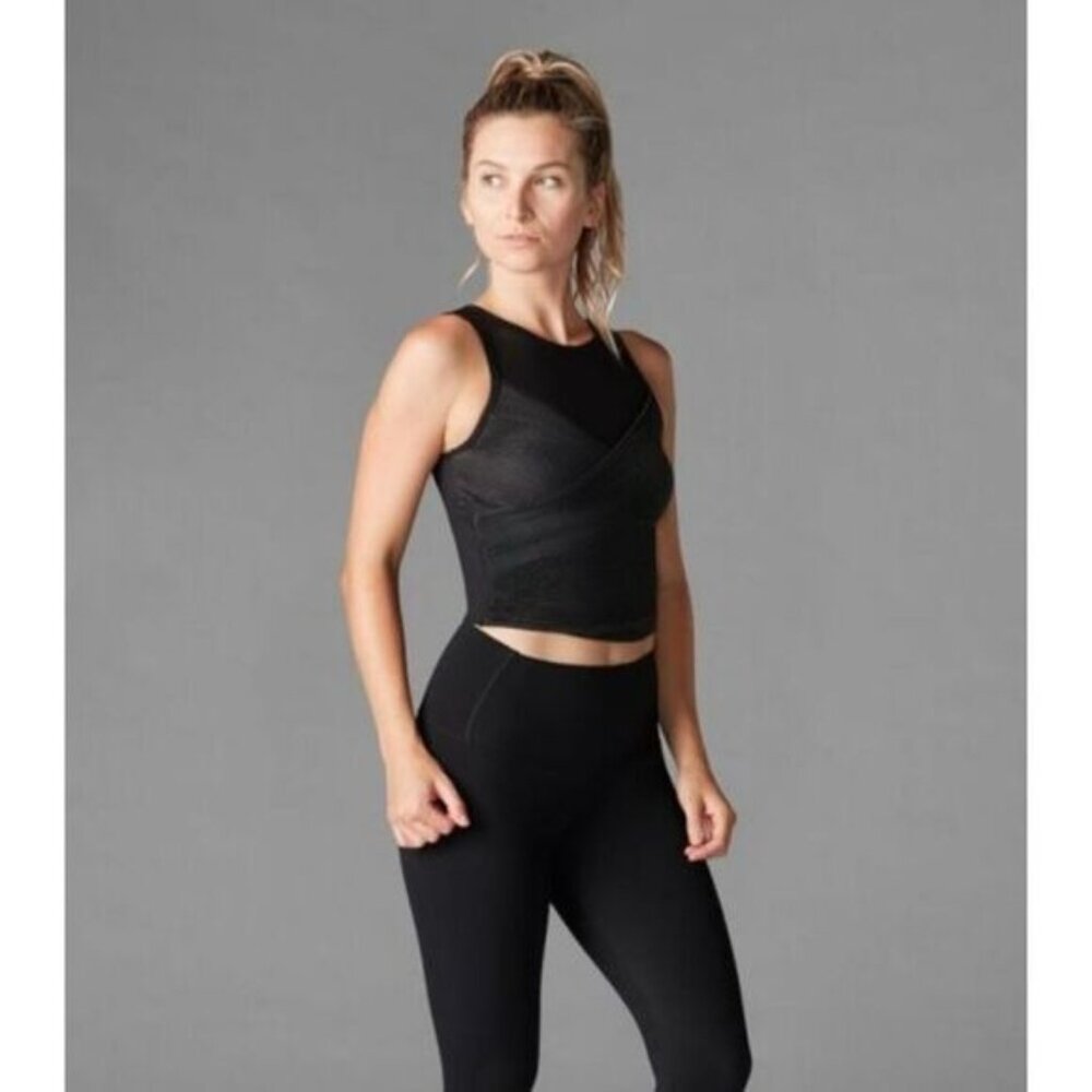 Tavi Womens Ebony Black Pleated Bra Tank Top XSmall‎ Cropped Activewear Yoga